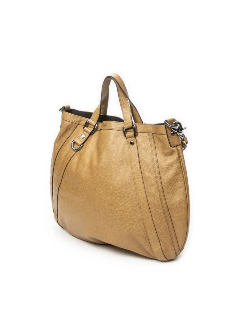 Gucci Convertible Tote Bag Tan Grain Calfskin Leather